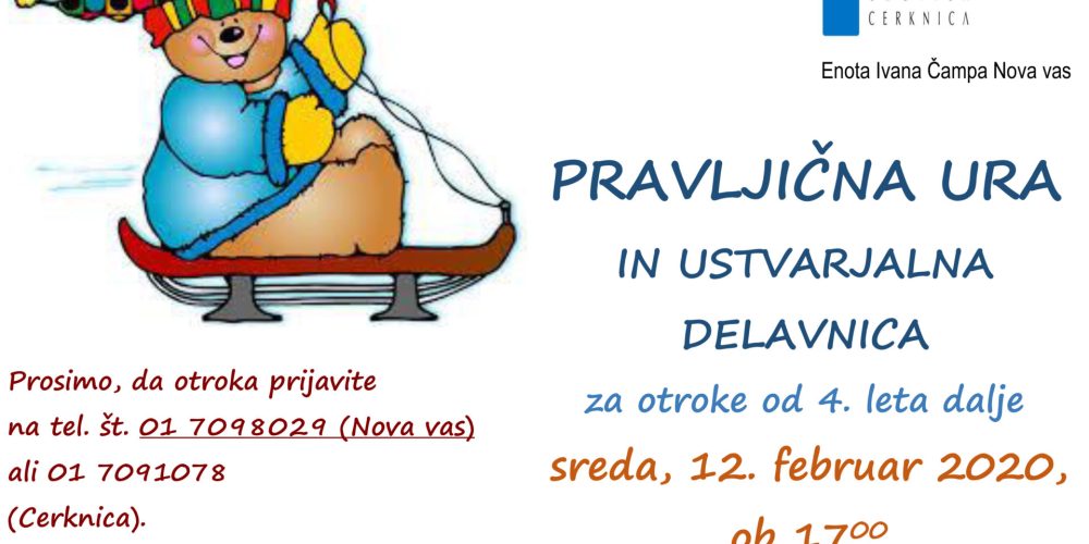 Pravljična ura in ustvarjalna delavnica za otroke od 4. leta dalje