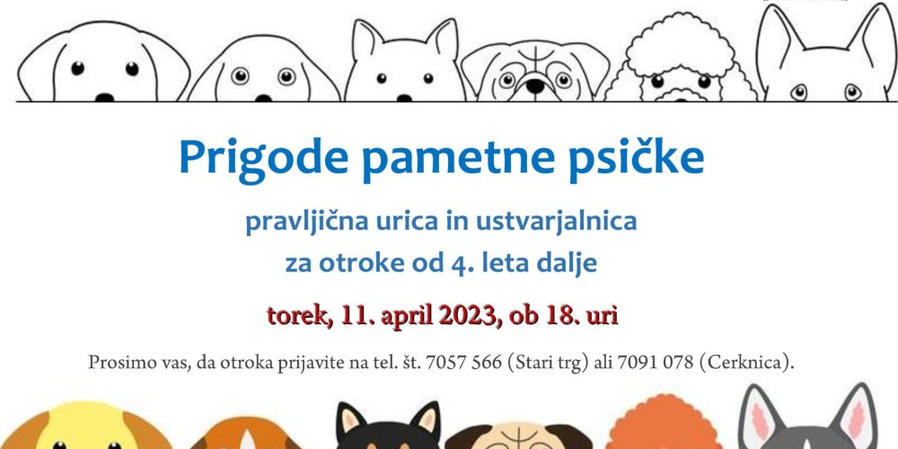 Prigode pametne psičke – pravljična urica in ustvarjalnica za otroke od 4. leta dalje