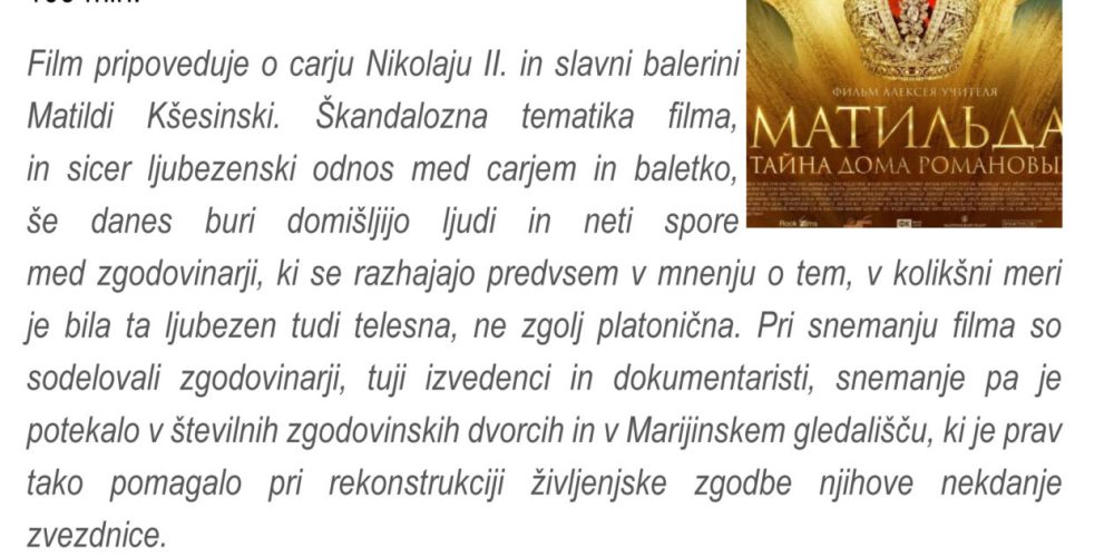 Matilda – zgodovinska melodrama – Cikel ruskega filma