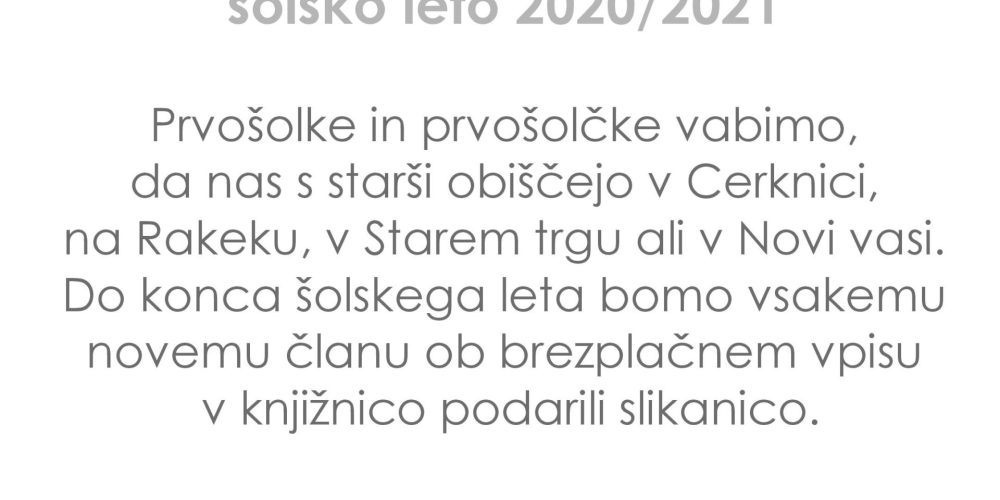 Brezplačen vpis za prvošolke in prvošolčke