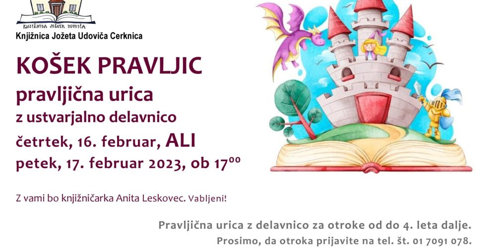 Košek pravljic – pravljična urica  z ustvarjalno delavnico